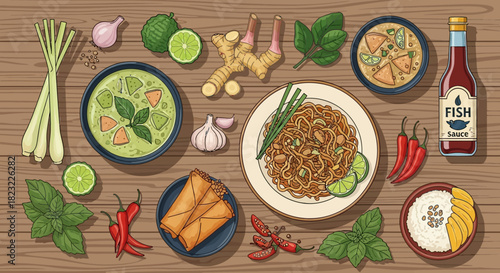 Assortment of Traditional Thai Food
