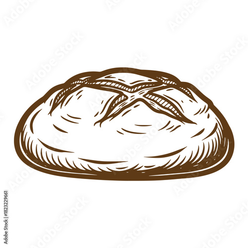 Hand-drawn sketch vintage bread loaf illustration suitable for food related projects and designs