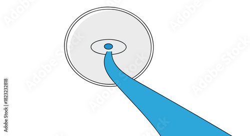 Abstract illustration of a blue beam emanating from the center of a gray disc against a white background