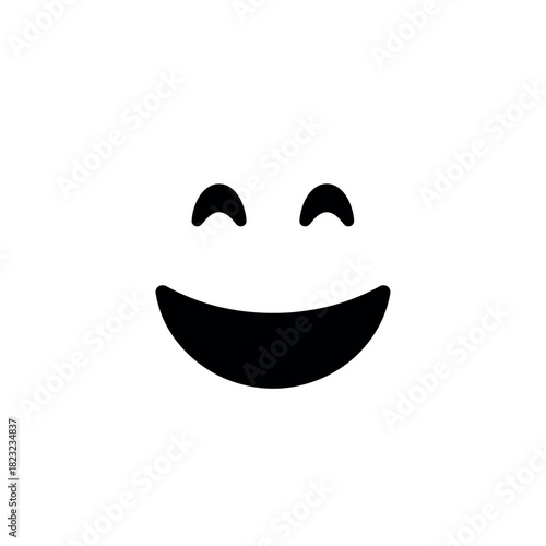 Simple Black Smiley Face Icon.