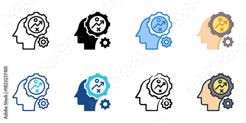 Strategic thinking icon set multiple style collection vector illustration 
