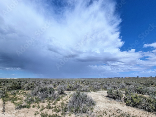 A rain squall over the Australian outback in Mungo National Park