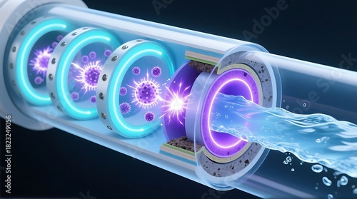 Innovative ultraviolet light disinfection system purifying water from viruses and bacteria for clean hydration solutions now