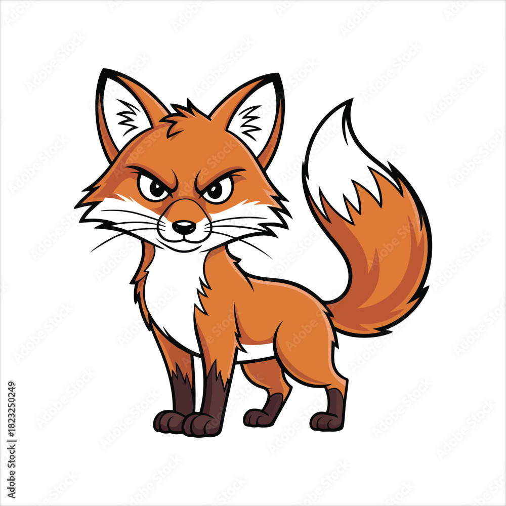 Fototapeta premium Sly Cartoon Fox Character Mascot Illustration Standing Pose
