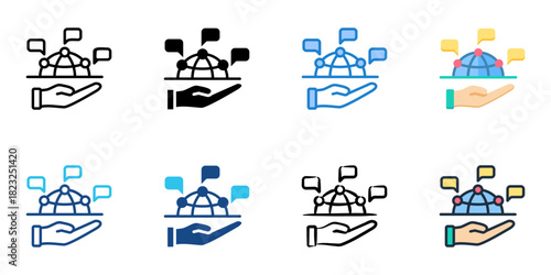 Intercultural communication icon set multiple style collection vector illustration 
