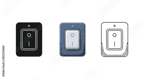 Set of three rocker switch icons in solid, colored, and outline