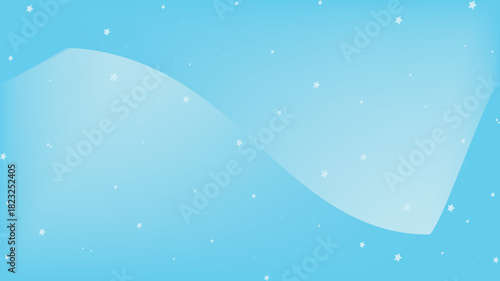 Abstract blue background with a soft white wave and scattered sparkles