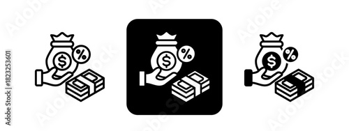 Incentive  Solid color and black line drawing vector illustration set