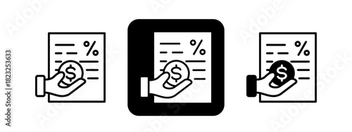 Income Tax  Solid color and black line drawing vector illustration set