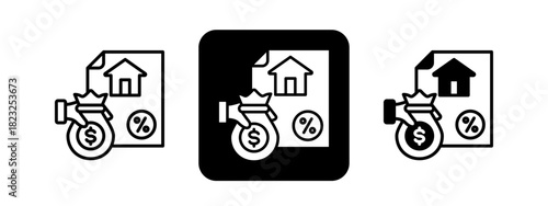 Administration  Solid color and black line drawing vector illustration set