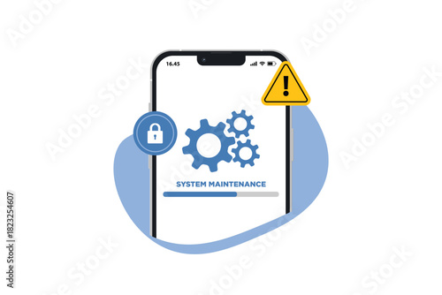 Smartphone system maintenance, update program and application, Installation of new Version software. Software update for Smartphone, device updating vector illustration