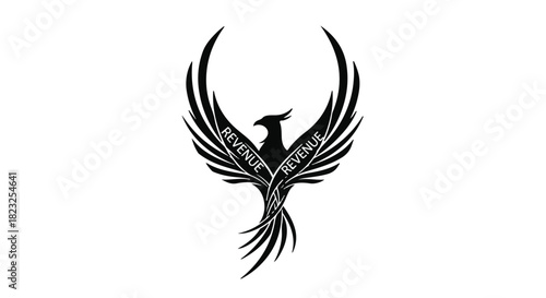 Mythical phoenix with outstretched wings, symbolizing rebirth and power.