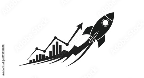 Rocket launch symbolizes rapid business growth and financial success