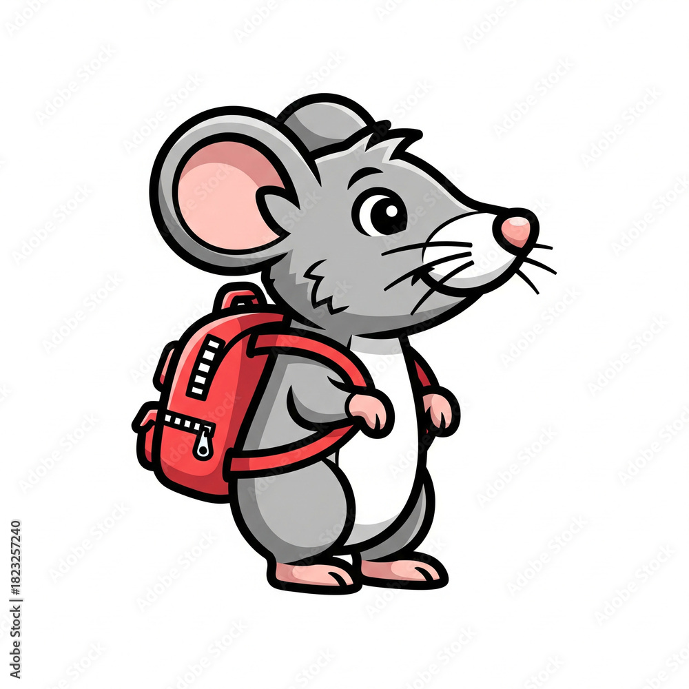 Obraz premium Mouse icon with mini backpack