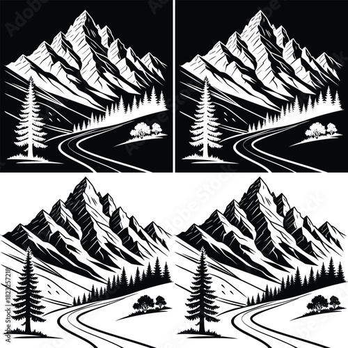 winter mountain landscape vector