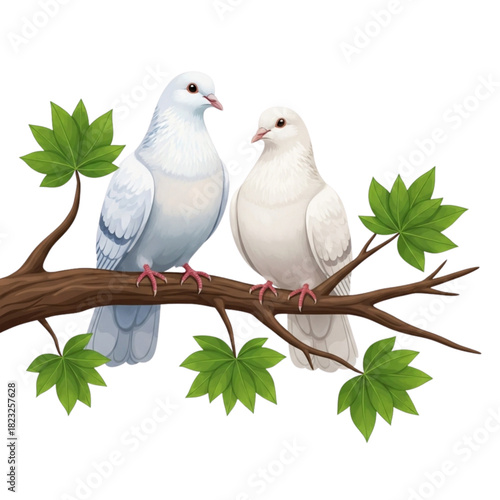 white pigeon on branch
