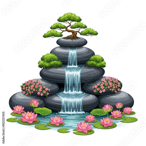 zen stones and flower