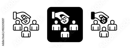 Humanity  Solid color and black line drawing vector illustration set