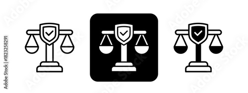 Integrity  Solid color and black line drawing vector illustration set