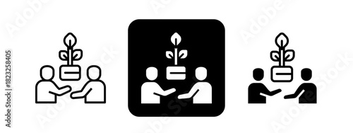 Support  Solid color and black line drawing vector illustration set