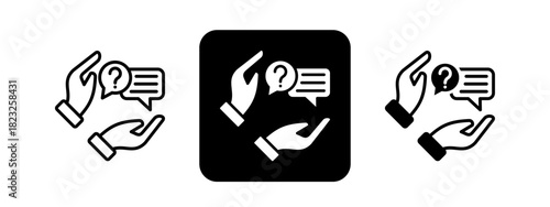 Assistance  Solid color and black line drawing vector illustration set