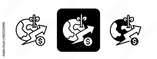 Development  Solid color and black line drawing vector illustration set