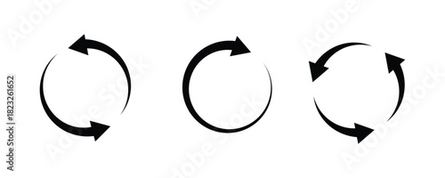 circle arrow icon isolated on white background. Circle arrows icon set. Blue circle arrows icon set. Round reload sign, repeat icon, rotate arrow symbol, arrow pictogram, refresh reload rotation loop,