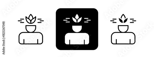 Mindful  Solid color and black line drawing vector illustration set