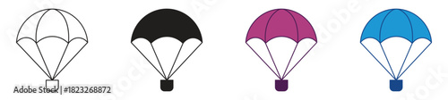 Parachute icon set, adventure paragliding icon. Vector illustration.