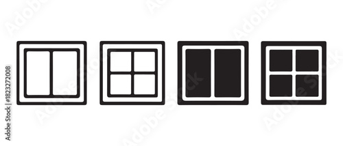 Window icon set. outline and filled variants for design projects.