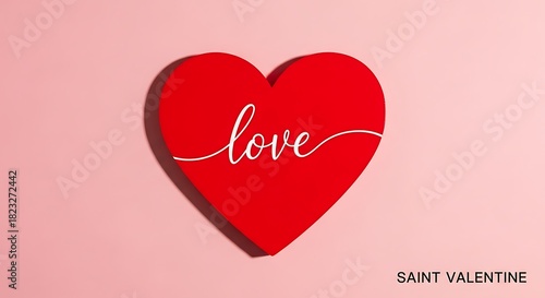 Romantic Valentine Heart on Pink Background.