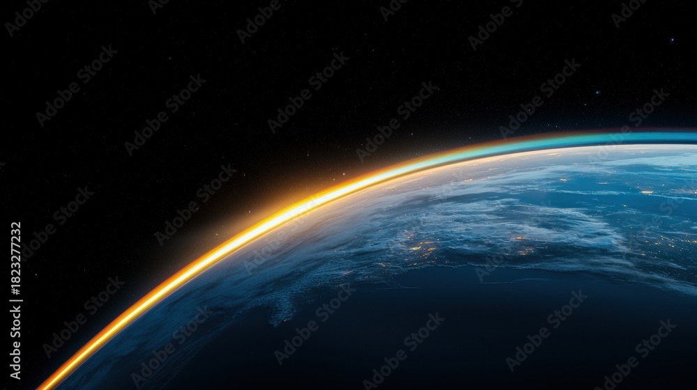 Obraz premium earth rainbow Earth with a vibrant rainbow arcing across its surface, symbolizing hope, diversity, and inclusivity.