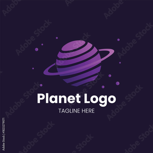 Planet Saturn Space Astronomy Exploration Science Discovery Galaxy Vector logo template