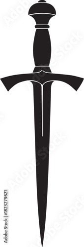 Vintage dagger silhouette isolated on white background. Dagger icon vector illustration