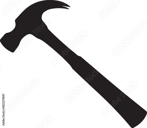 Black vector hammer silhouette illustration design on black background