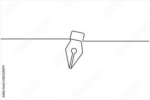 Continuous one line art drawing of Pen tool symbol. Pen tool one line art outline vector illustration
