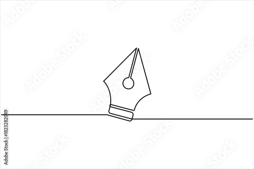 Continuous one line art drawing of Pen tool symbol. Pen tool one line art outline vector illustration