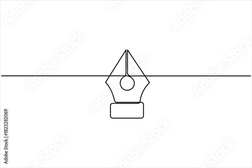 Continuous one line art drawing of Pen tool symbol. Pen tool one line art outline vector illustration