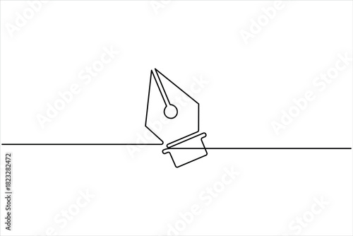 Continuous one line art drawing of Pen tool symbol. Pen tool one line art outline vector illustration