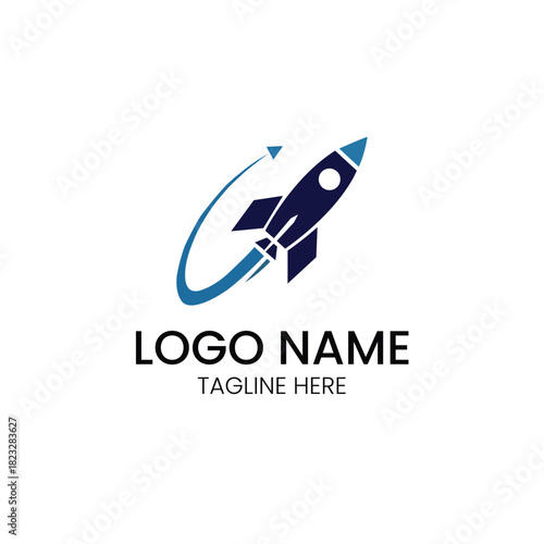 Space Rocket Startup Launch Technology Innovation Science Exploration Business Growth Vector logo template