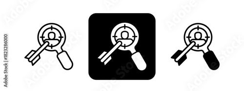 Target Audience  Solid color and black line drawing vector illustration set