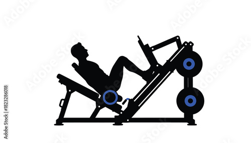 Leg press machine silhouette gym equipment for strength training illustration isolated on white background