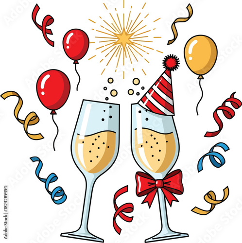 Celebration Toast with Festive Elements