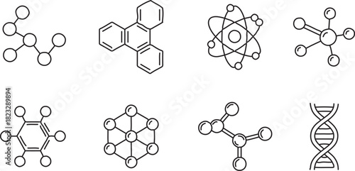 Molecular structures and atomic line icons