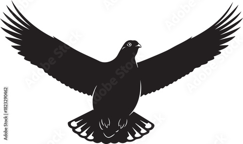 Flying arctic grouse silhouette vector flat illustration design