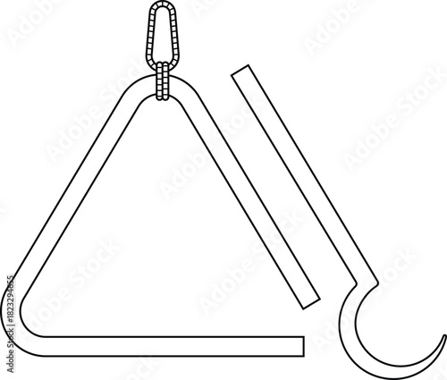 Triangle Dinner Bell Outline Icon Illustration on White Background