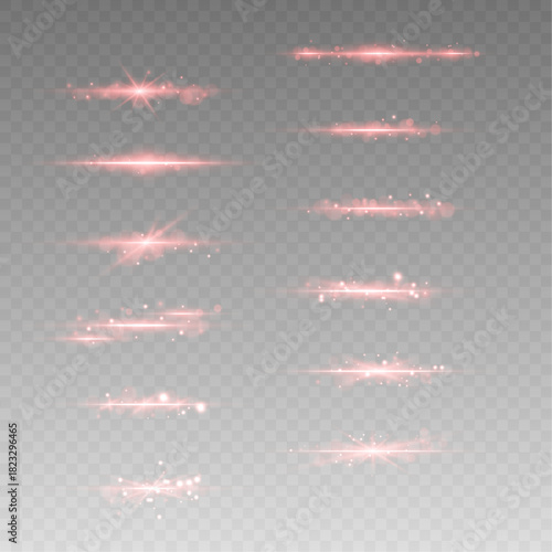 A red laser streak flashes across the dark scene, leaving a glowing trail. Soft flares ripple along its edges. The effect adds intensity to any sci-fi layout.