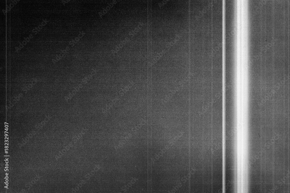 Naklejka premium Old film texture with scratches, noise and glitch shapes. Realistic overlay film texture in black-white, dust and grain.