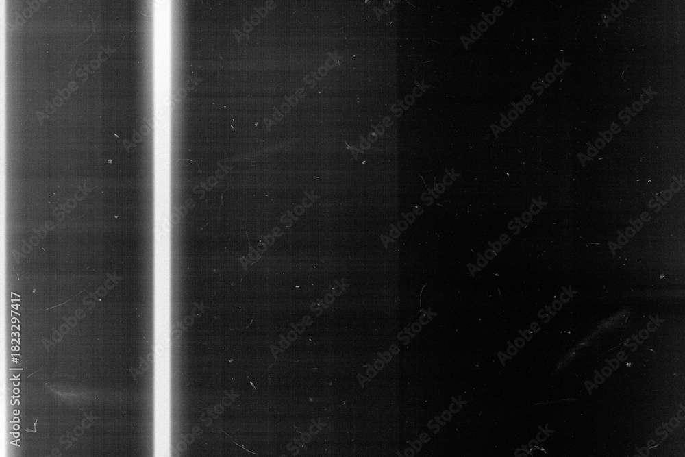 Obraz premium Old film texture with scratches, noise and glitch shapes. Realistic overlay film texture in black-white, dust and grain.