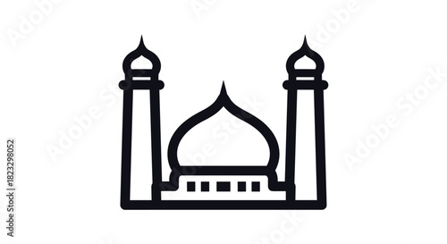 Elegant mosque icon for Ramadan designs and Islamic events perfect for minimalist invitations website banners and social media campaigns celebrating faith, Generative AI.